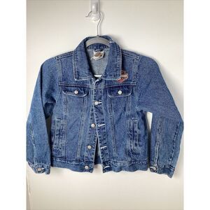 Harley Davidson Jean Jacket Kids Button Down Denim Jacket Size 8/10